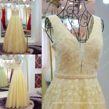 Custom Made High Quality Shining Beaded Applique A-line Evening Dresses Light Yellow Crystal Sash Robe Longue Femme Soiree ML200